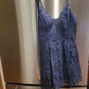 Blue Embroidered Junior Dress